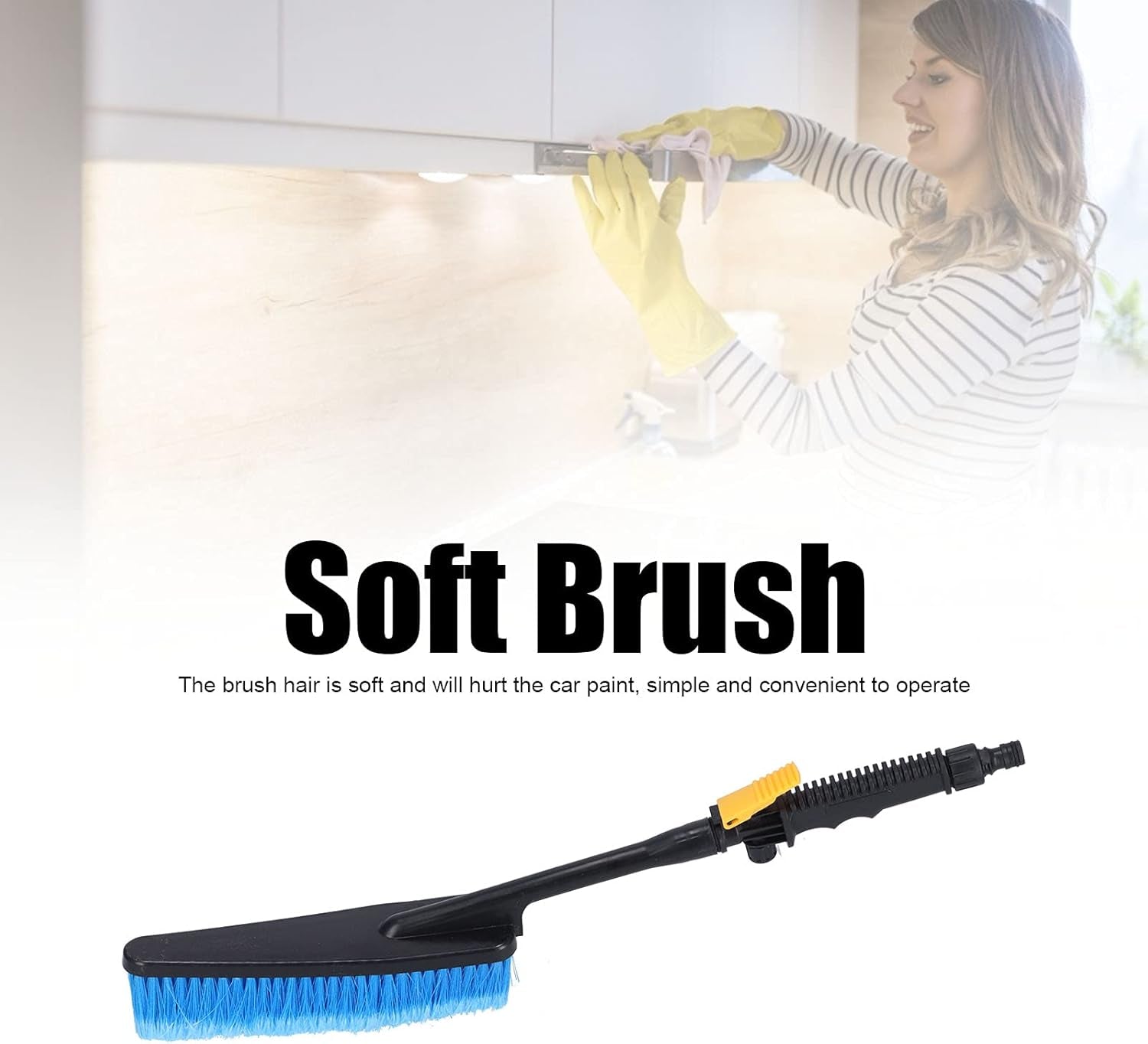Car Brush Soft Hair Wash Floor Brush, Car Brush for Car Car Wash Brush Hose Attachment Car Brush
