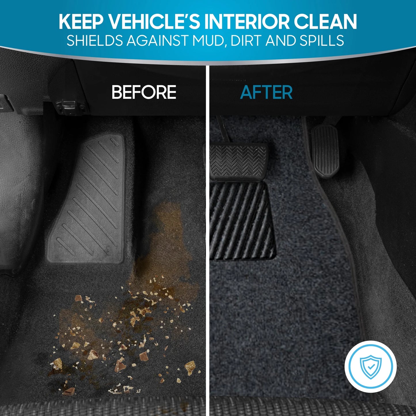 MT-100-DG Classic Carpet Mats for Car SUV Van and Truck-Universal Fit Front and Rear Floor Protection with Heelpad, Dark Gray
