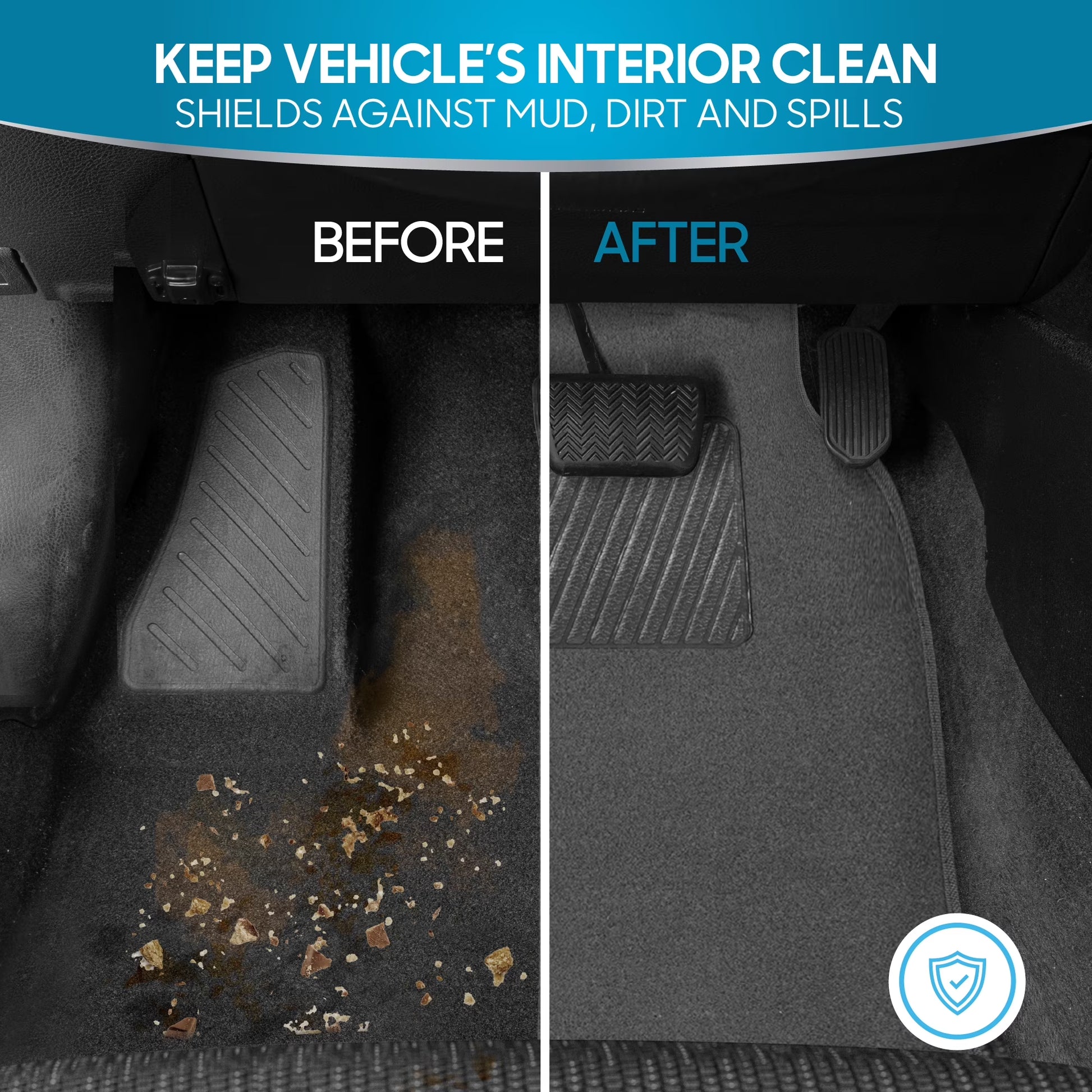 MT-100-CC Classic Carpet Mats for Car SUV Van and Truck-Universal Fit Front and Rear Floor Protection with Heelpad (Gray Charcoal), Black