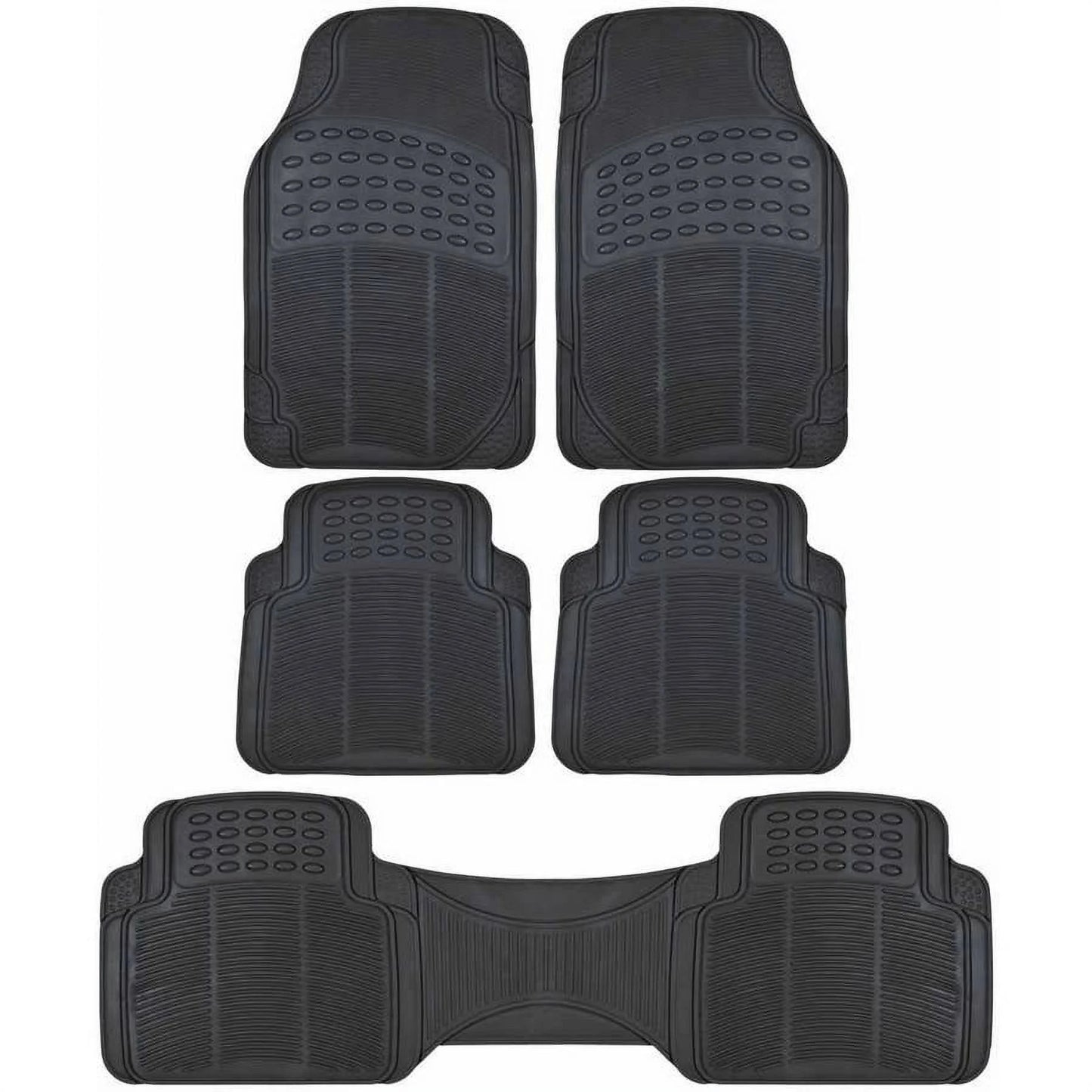 3 Row Car Floor Mats for SUV and Van, Heavy Duty Rubber Mats and Liner, Black Beige Gray