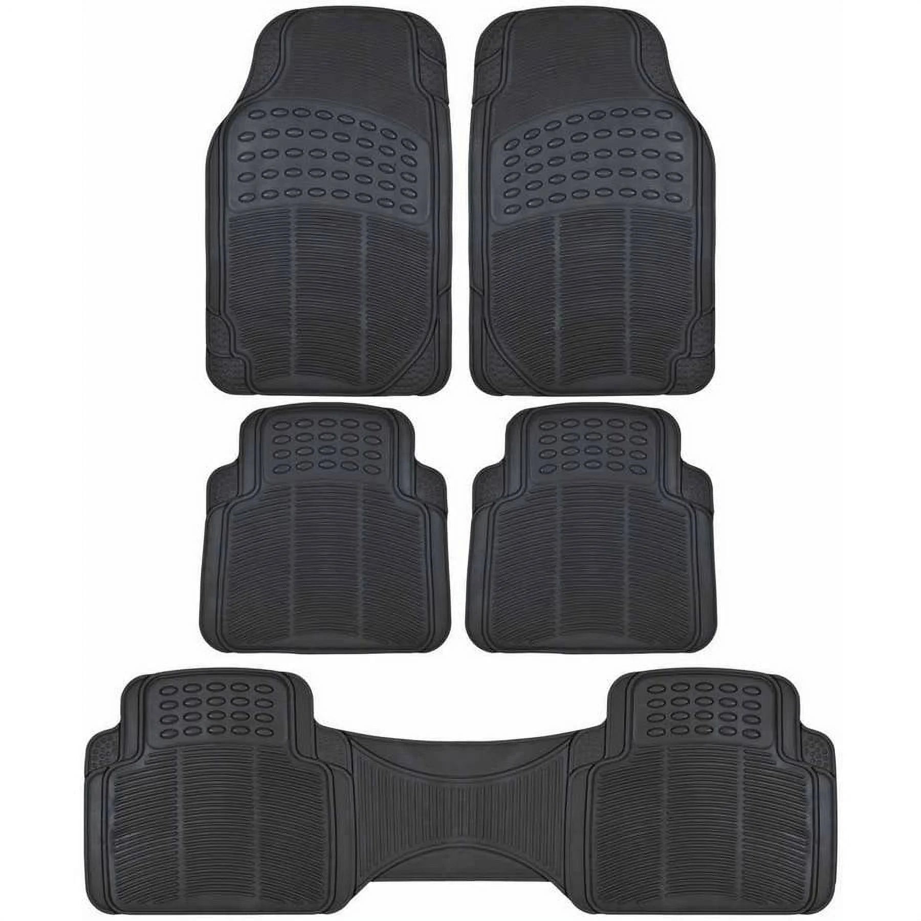 3 Row Car Floor Mats for SUV and Van, Heavy Duty Rubber Mats and Liner, Black Beige Gray