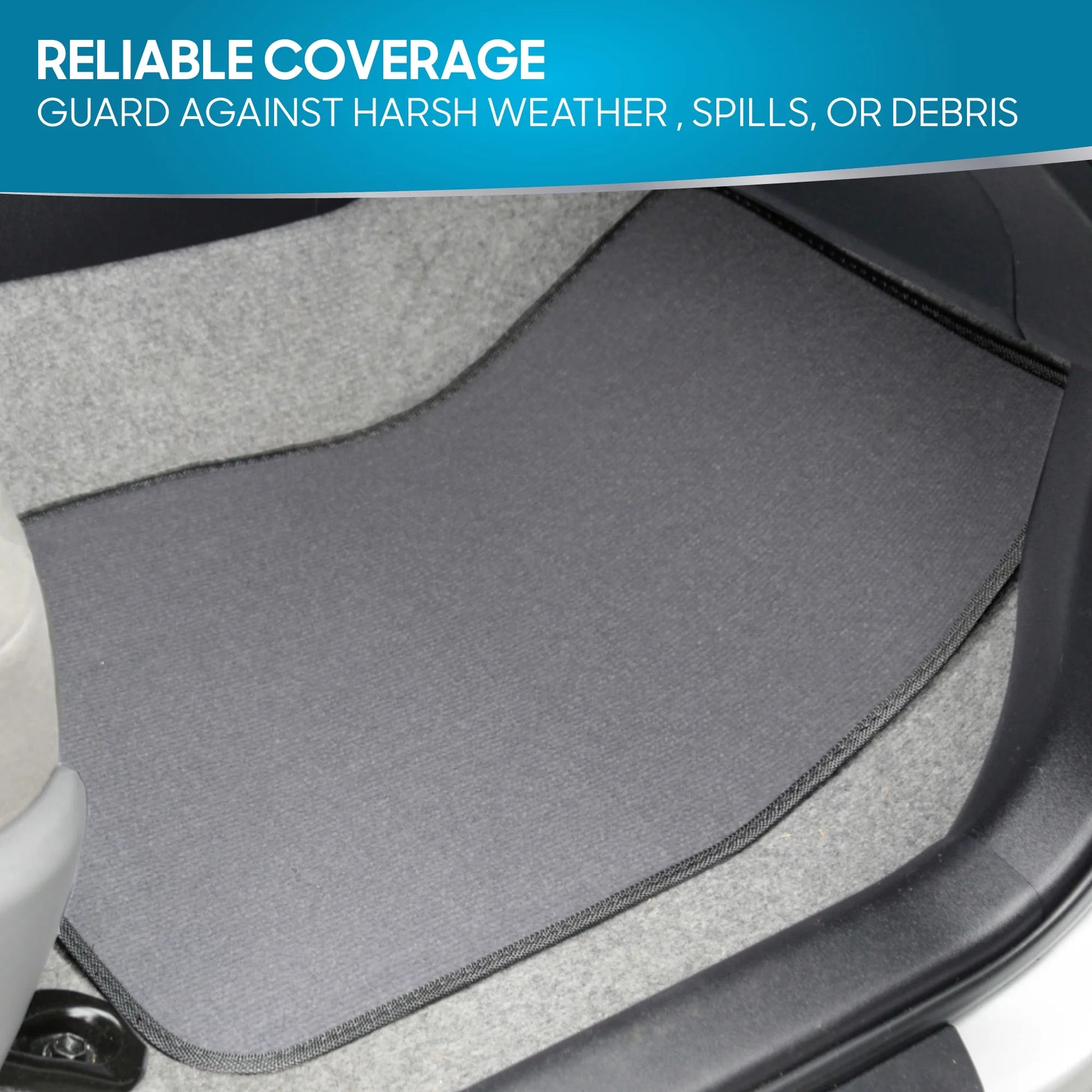Classic Carpet Floor Mats for Car & Auto - Universal Fit -Front & Rear with Heelpad (Medium Gray) - MT-100-CPTSERIES
