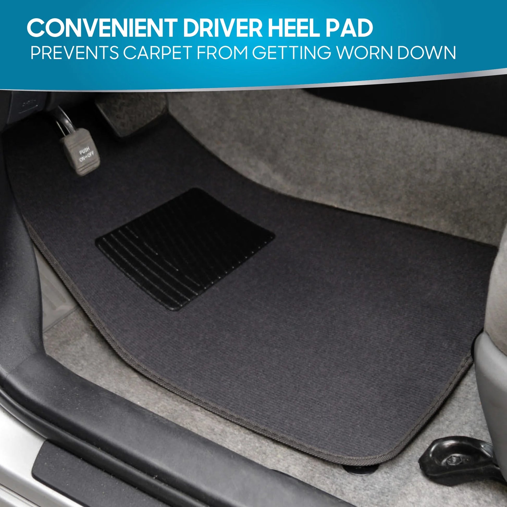 MT-100-CC Classic Carpet Mats for Car SUV Van and Truck-Universal Fit Front and Rear Floor Protection with Heelpad (Gray Charcoal), Black