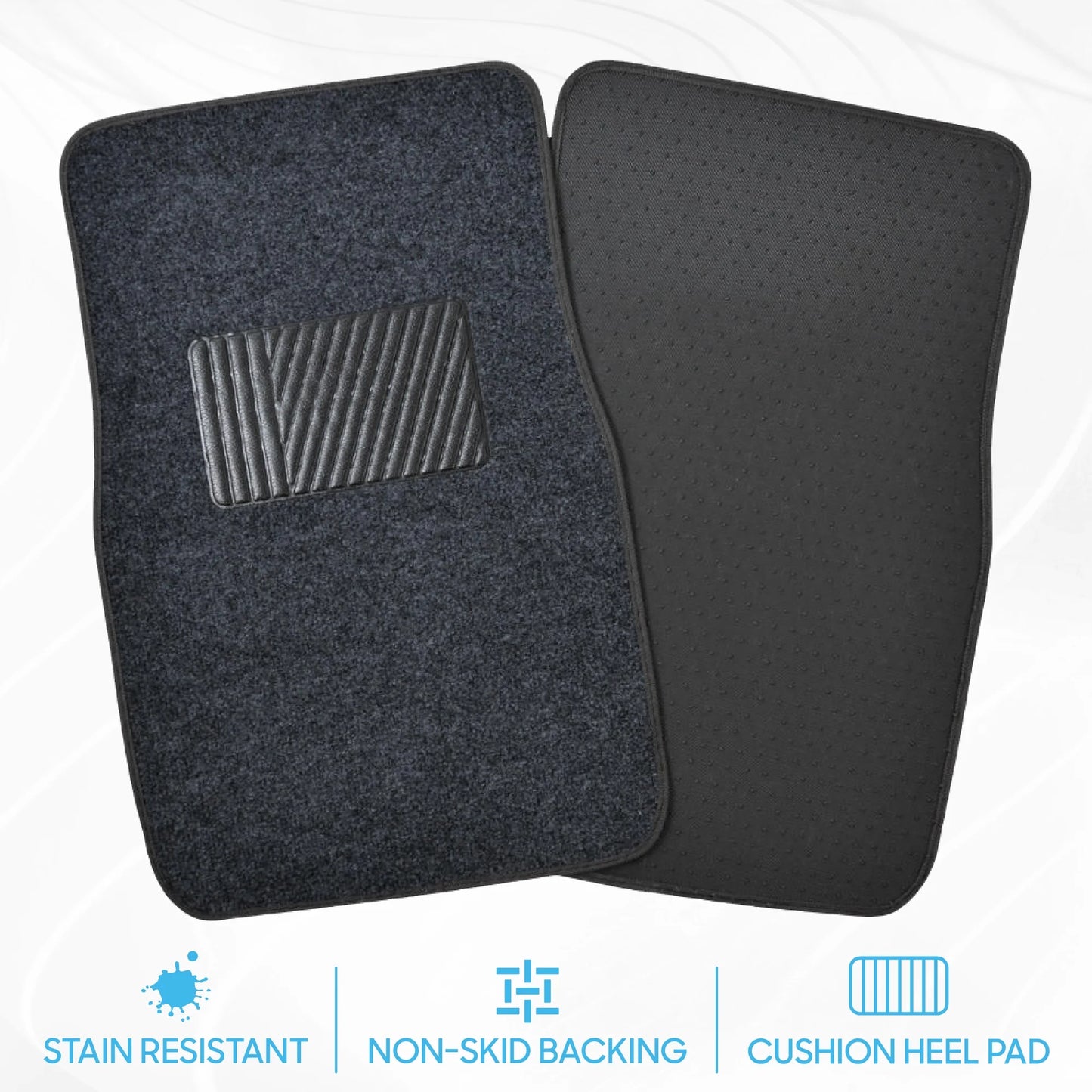 MT-100-DG Classic Carpet Mats for Car SUV Van and Truck-Universal Fit Front and Rear Floor Protection with Heelpad, Dark Gray