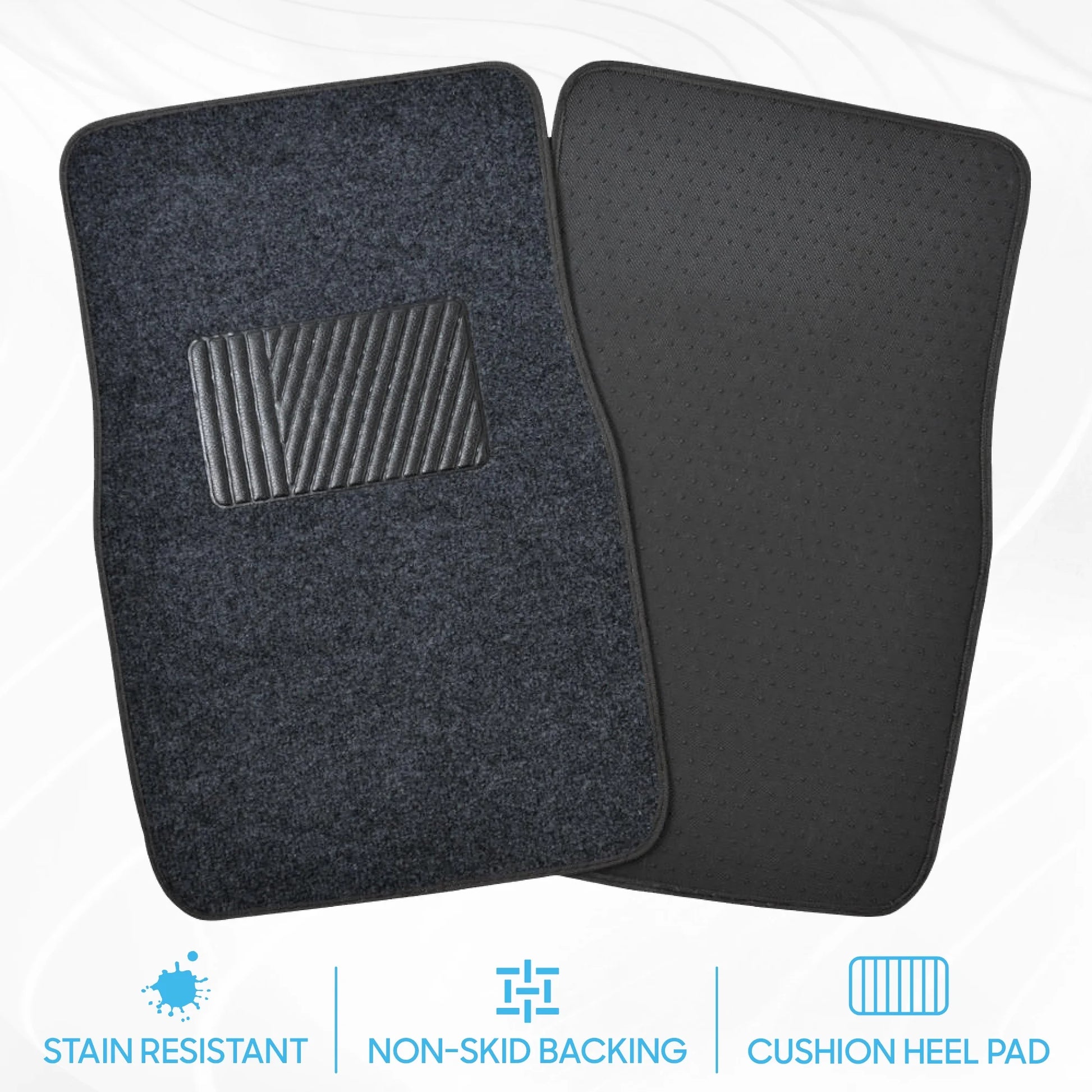 MT-100-DG Classic Carpet Mats for Car SUV Van and Truck-Universal Fit Front and Rear Floor Protection with Heelpad, Dark Gray