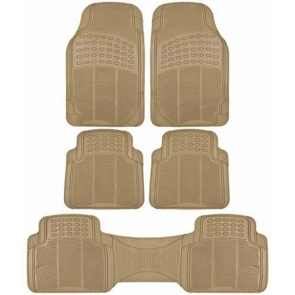 3-row all-weather rubber car floor mats in beige