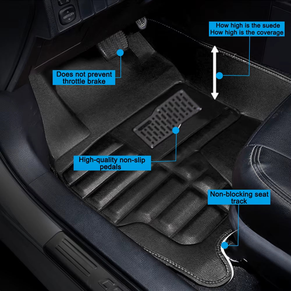 Muchkey Non Slip 5PCS Universal Car Auto Floor Mats Floor Liner Carpet PU Leather Car Floor Mats