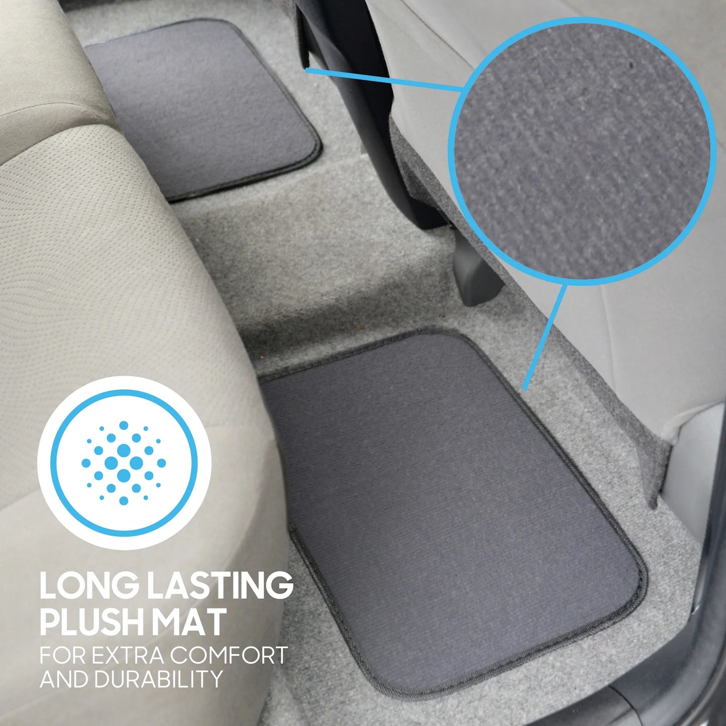 Classic Carpet Floor Mats for Car & Auto - Universal Fit -Front & Rear with Heelpad (Medium Gray) - MT-100-CPTSERIES