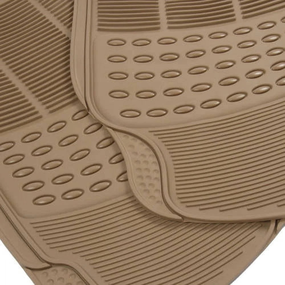 3-row all-weather rubber car floor mats in beige