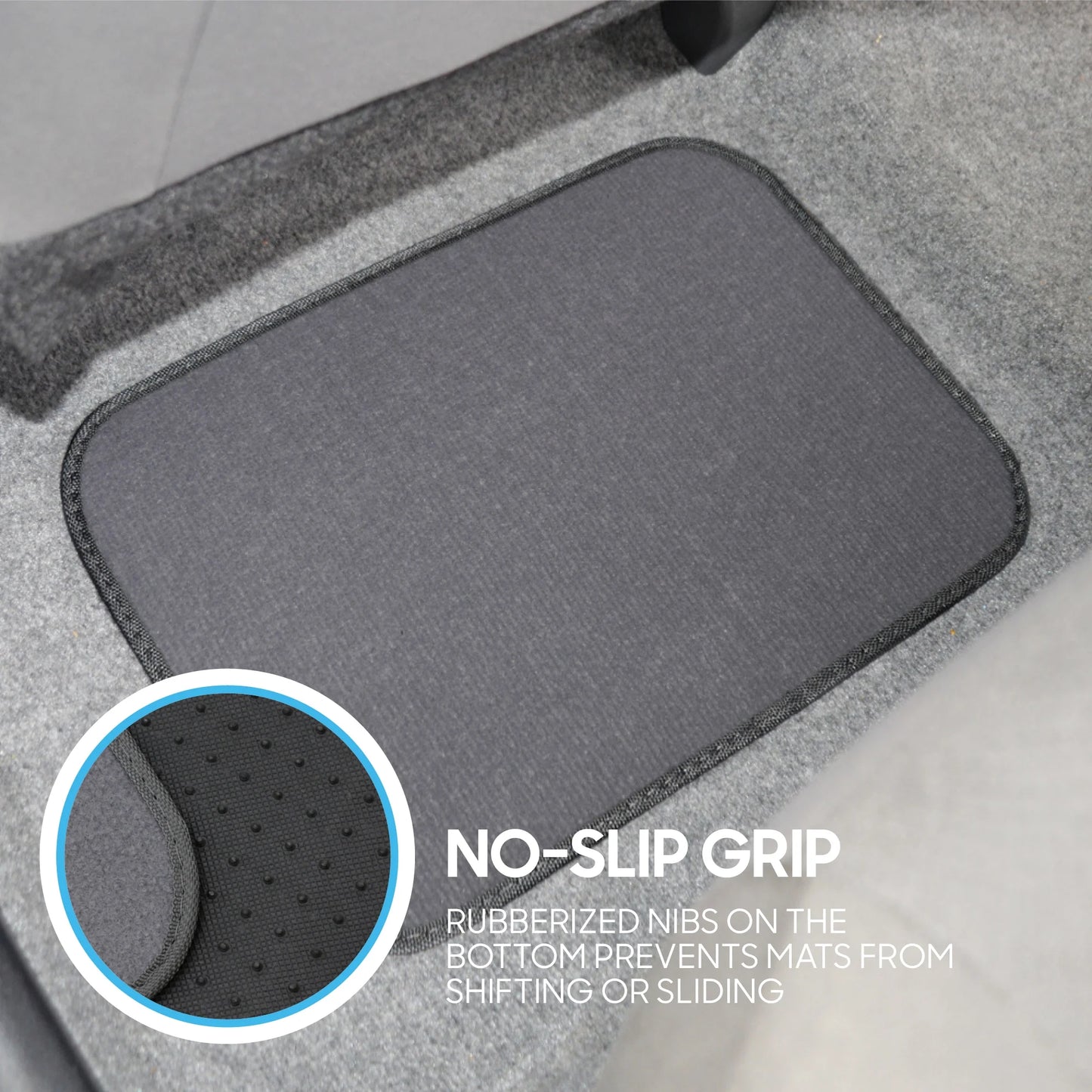 Classic Carpet Floor Mats for Car & Auto - Universal Fit -Front & Rear with Heelpad (Medium Gray) - MT-100-CPTSERIES