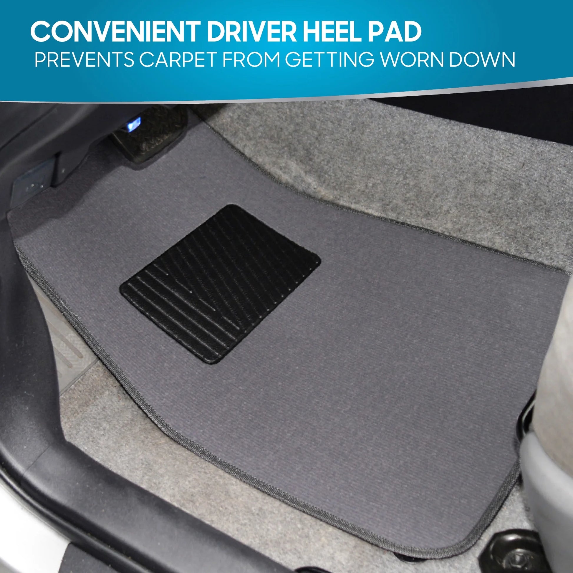 Classic Carpet Floor Mats for Car & Auto - Universal Fit -Front & Rear with Heelpad (Medium Gray) - MT-100-CPTSERIES