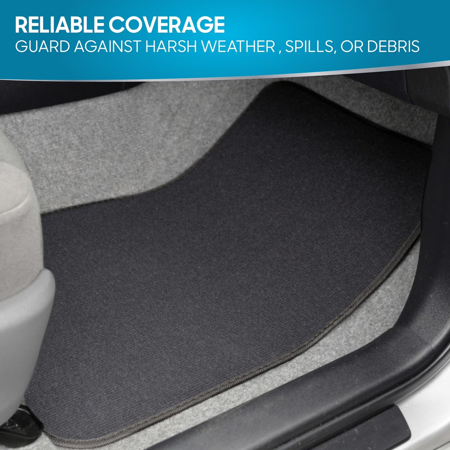 MT-100-CC Classic Carpet Mats for Car SUV Van and Truck-Universal Fit Front and Rear Floor Protection with Heelpad (Gray Charcoal), Black