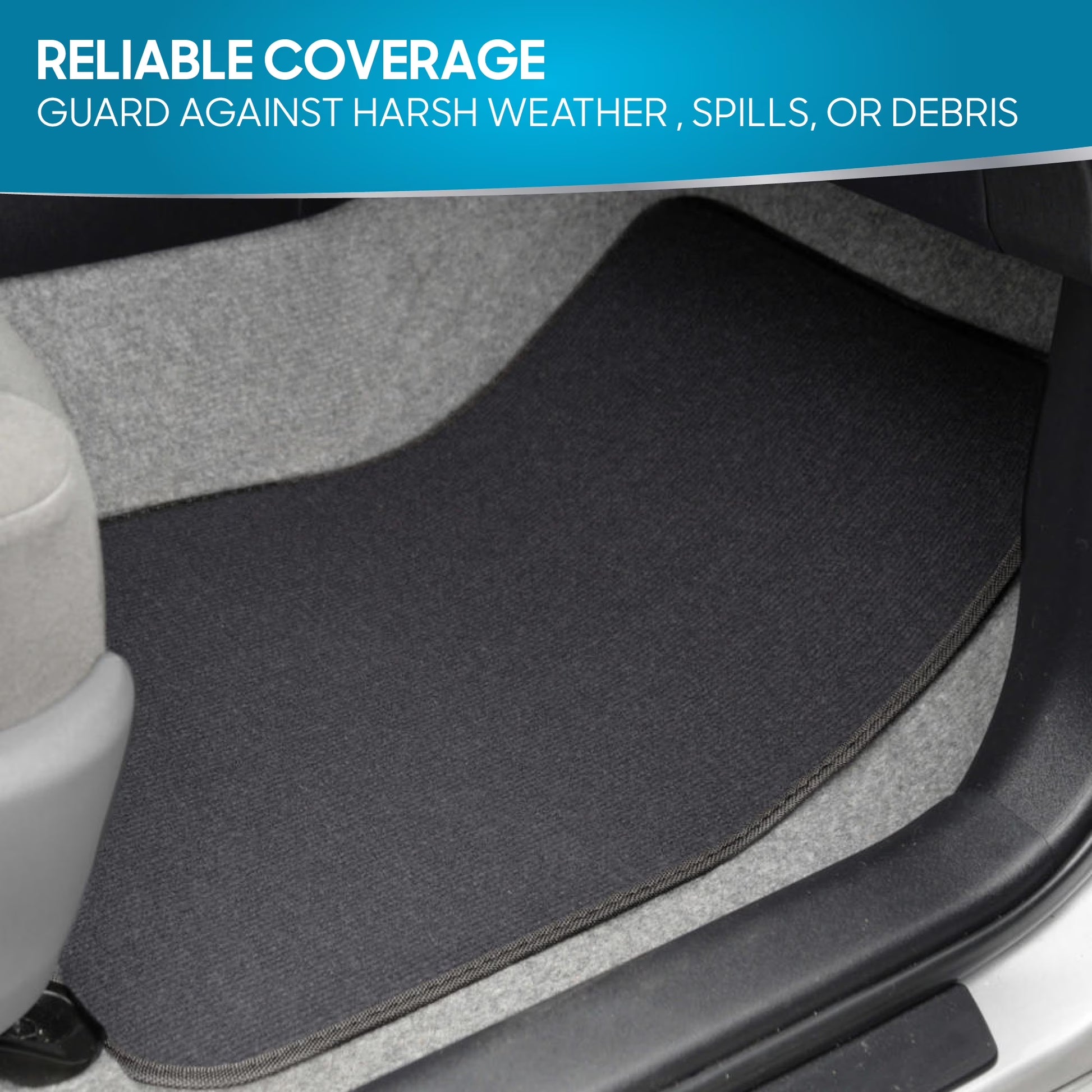 MT-100-CC Classic Carpet Mats for Car SUV Van and Truck-Universal Fit Front and Rear Floor Protection with Heelpad (Gray Charcoal), Black
