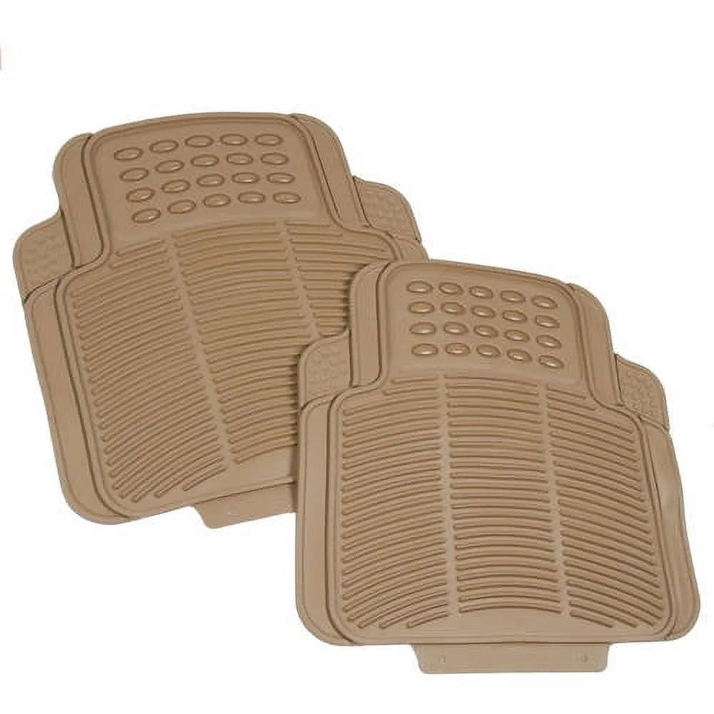 3-row all-weather rubber car floor mats in beige