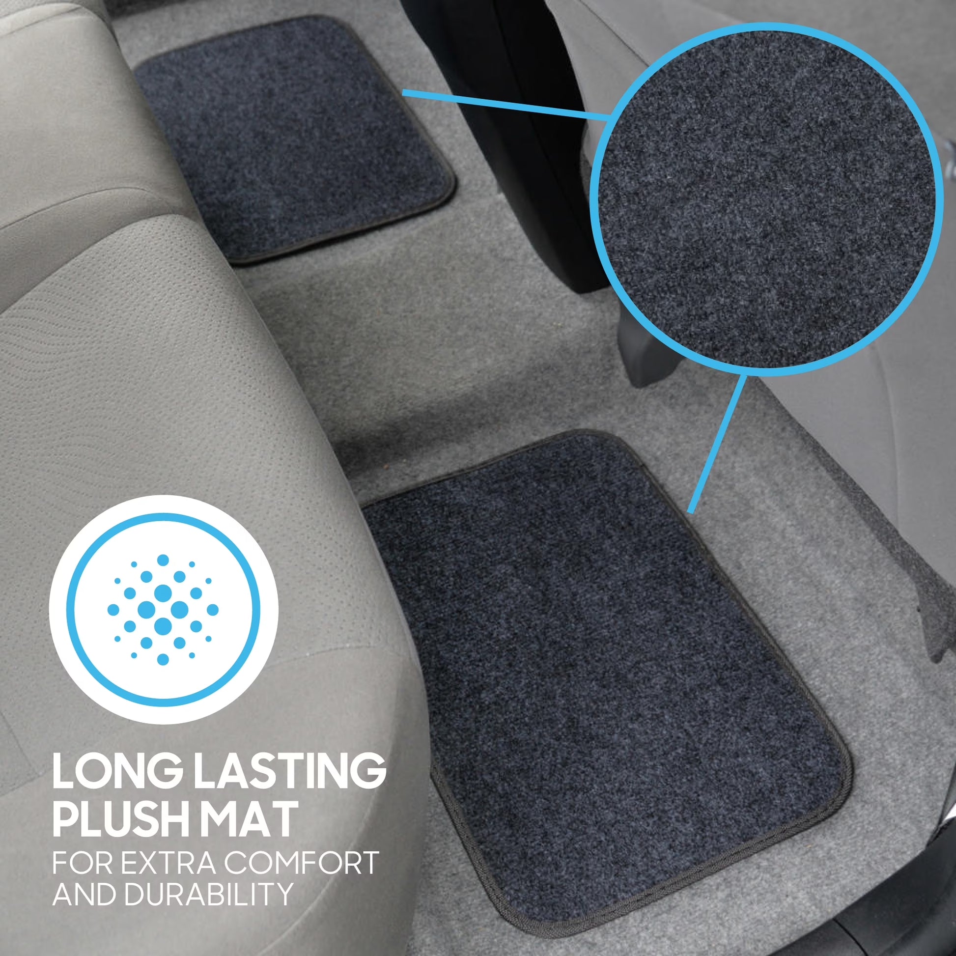 MT-100-DG Classic Carpet Mats for Car SUV Van and Truck-Universal Fit Front and Rear Floor Protection with Heelpad, Dark Gray