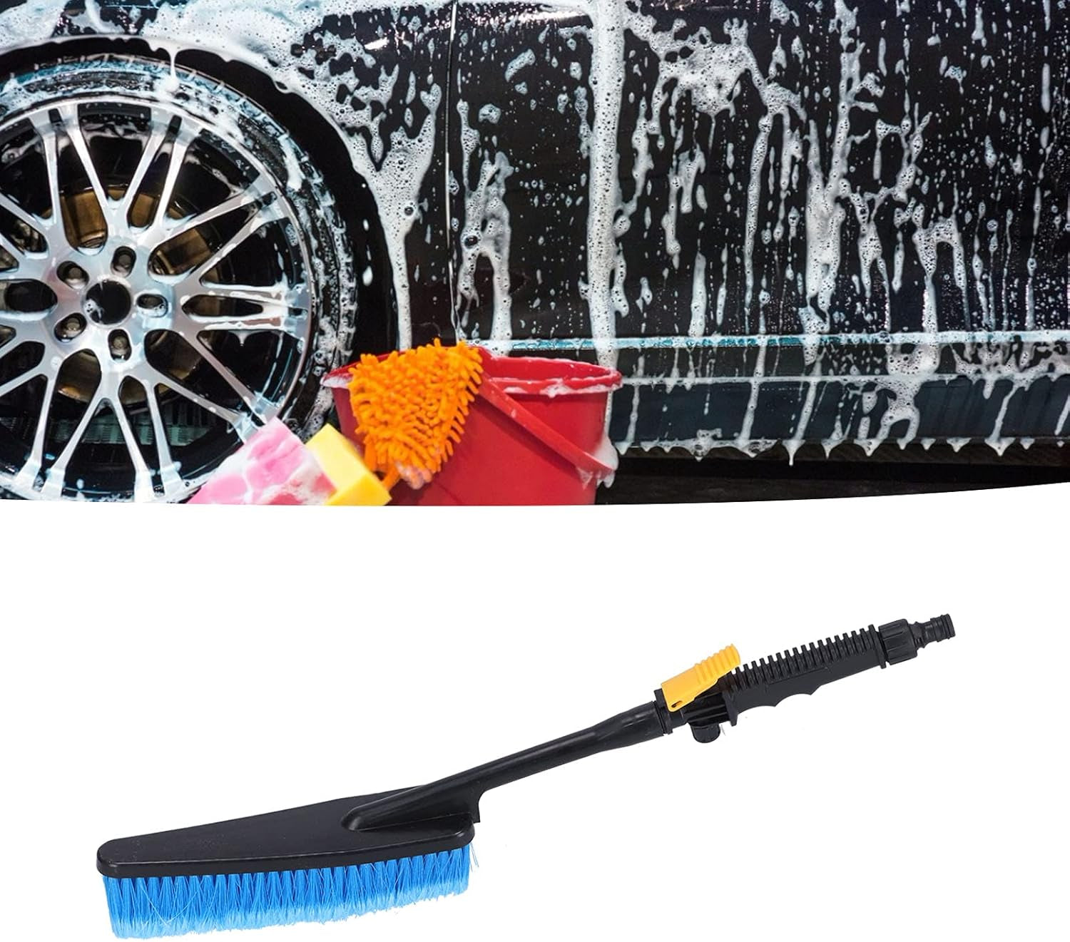 Car Brush Soft Hair Wash Floor Brush, Car Brush for Car Car Wash Brush Hose Attachment Car Brush