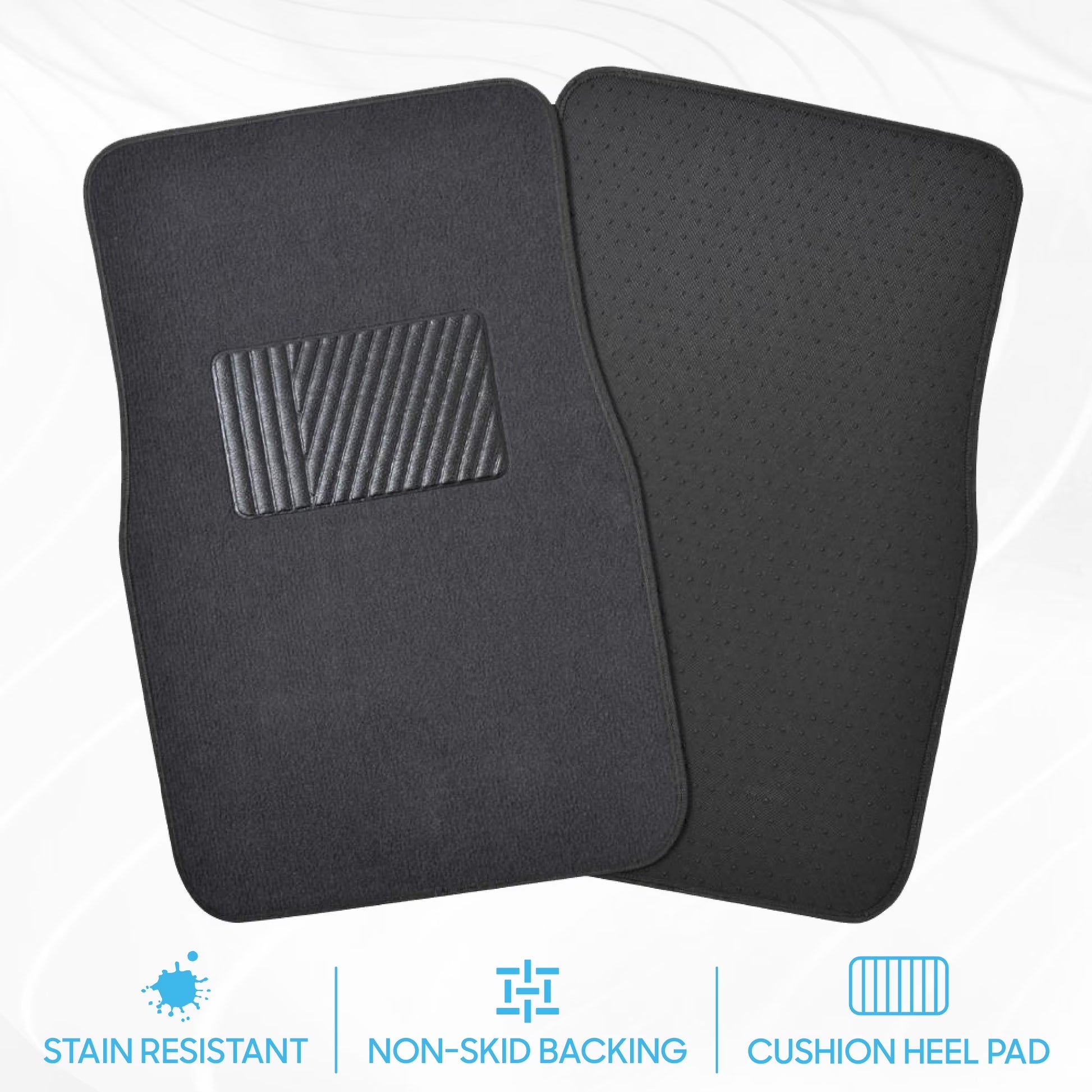 MT-100-CC Classic Carpet Mats for Car SUV Van and Truck-Universal Fit Front and Rear Floor Protection with Heelpad (Gray Charcoal), Black