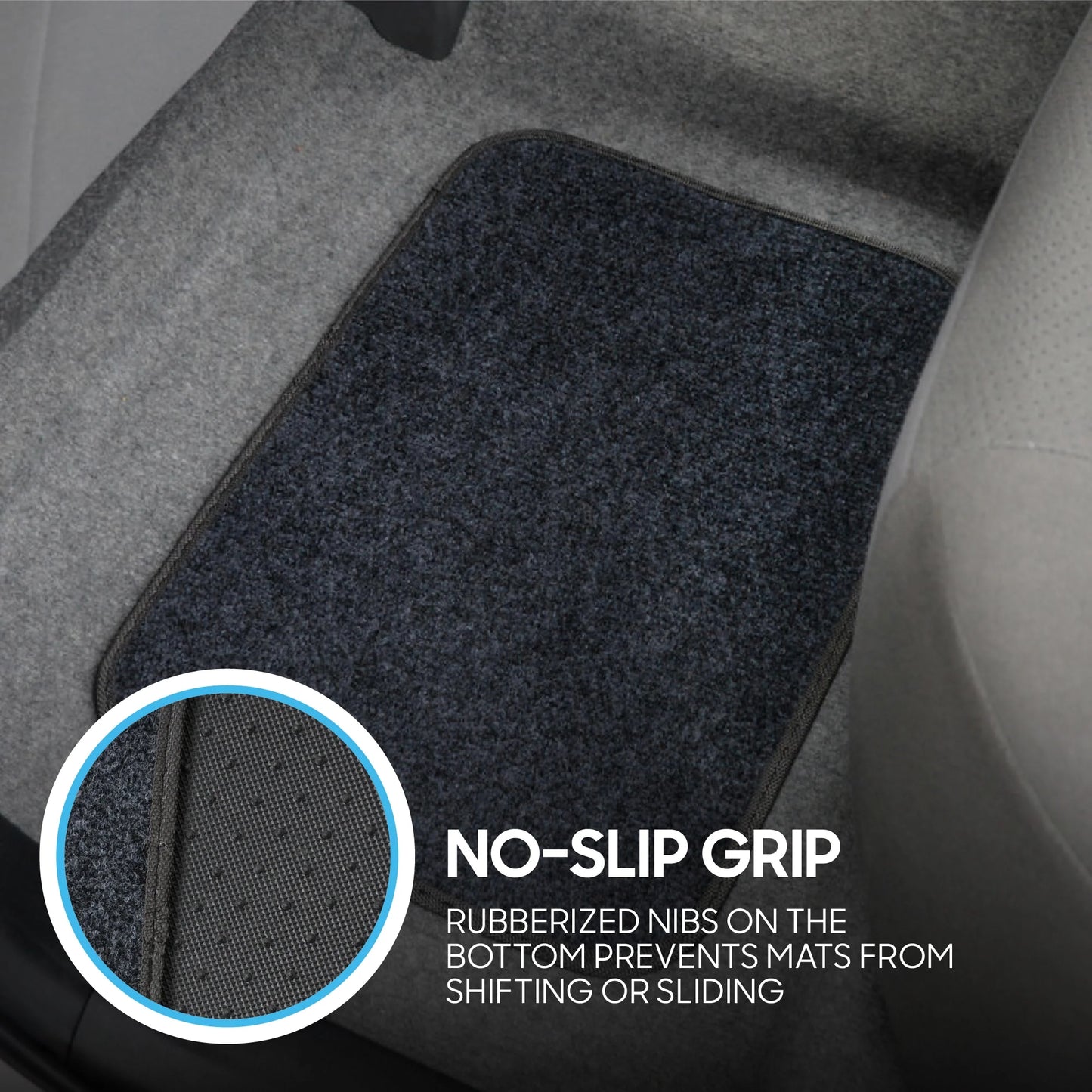 MT-100-DG Classic Carpet Mats for Car SUV Van and Truck-Universal Fit Front and Rear Floor Protection with Heelpad, Dark Gray