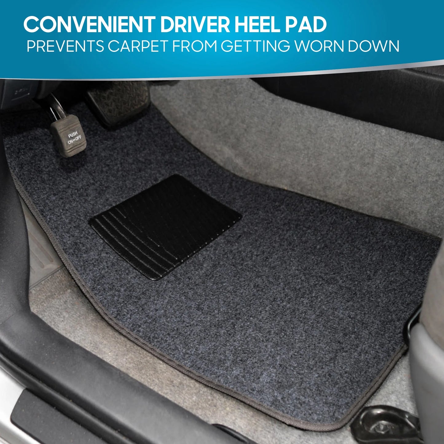 MT-100-DG Classic Carpet Mats for Car SUV Van and Truck-Universal Fit Front and Rear Floor Protection with Heelpad, Dark Gray
