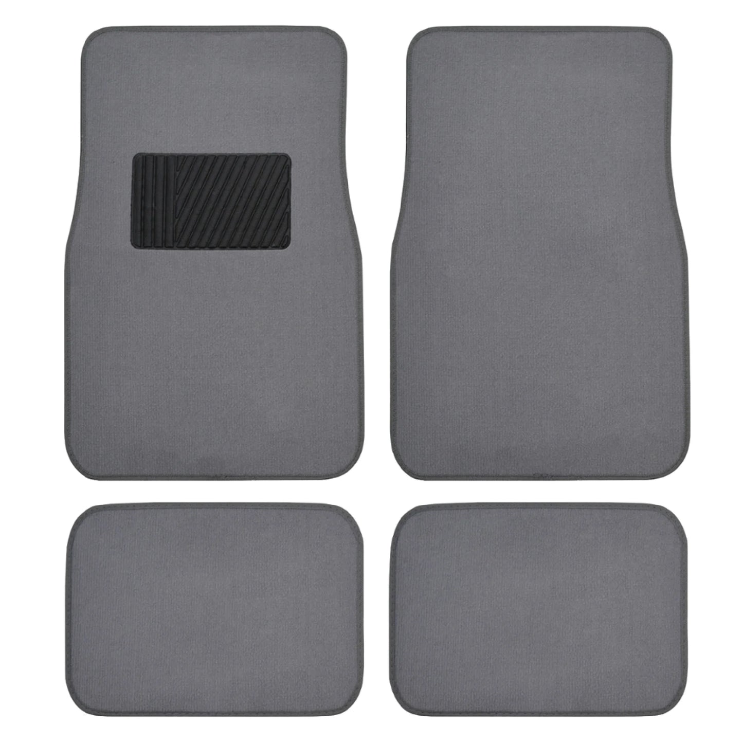 Classic Carpet Floor Mats for Car & Auto - Universal Fit -Front & Rear with Heelpad (Medium Gray) - MT-100-CPTSERIES