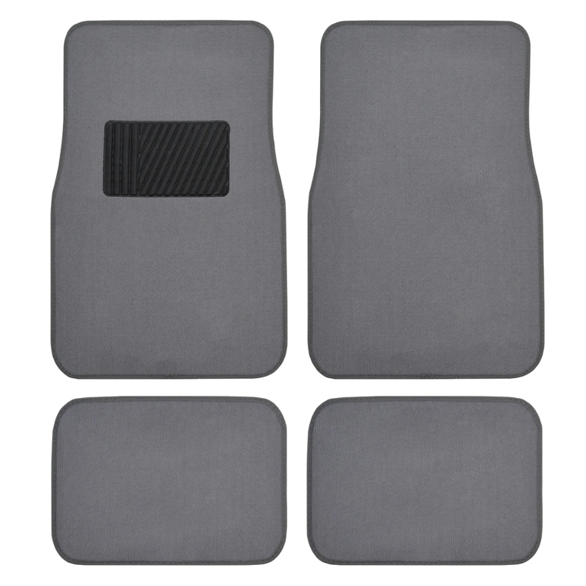 Classic Carpet Floor Mats for Car & Auto - Universal Fit -Front & Rear with Heelpad (Medium Gray) - MT-100-CPTSERIES