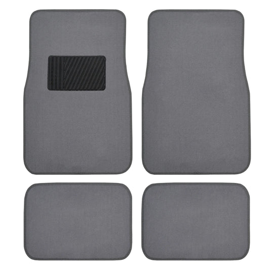 Classic Carpet Floor Mats for Car & Auto - Universal Fit -Front & Rear with Heelpad (Medium Gray) - MT-100-CPTSERIES