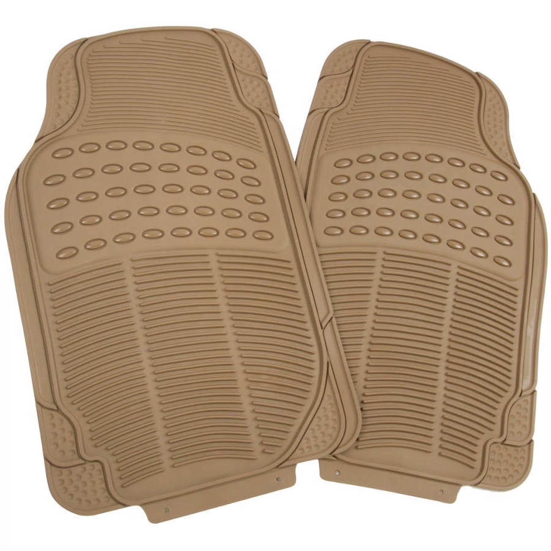3-row all-weather rubber car floor mats in beige
