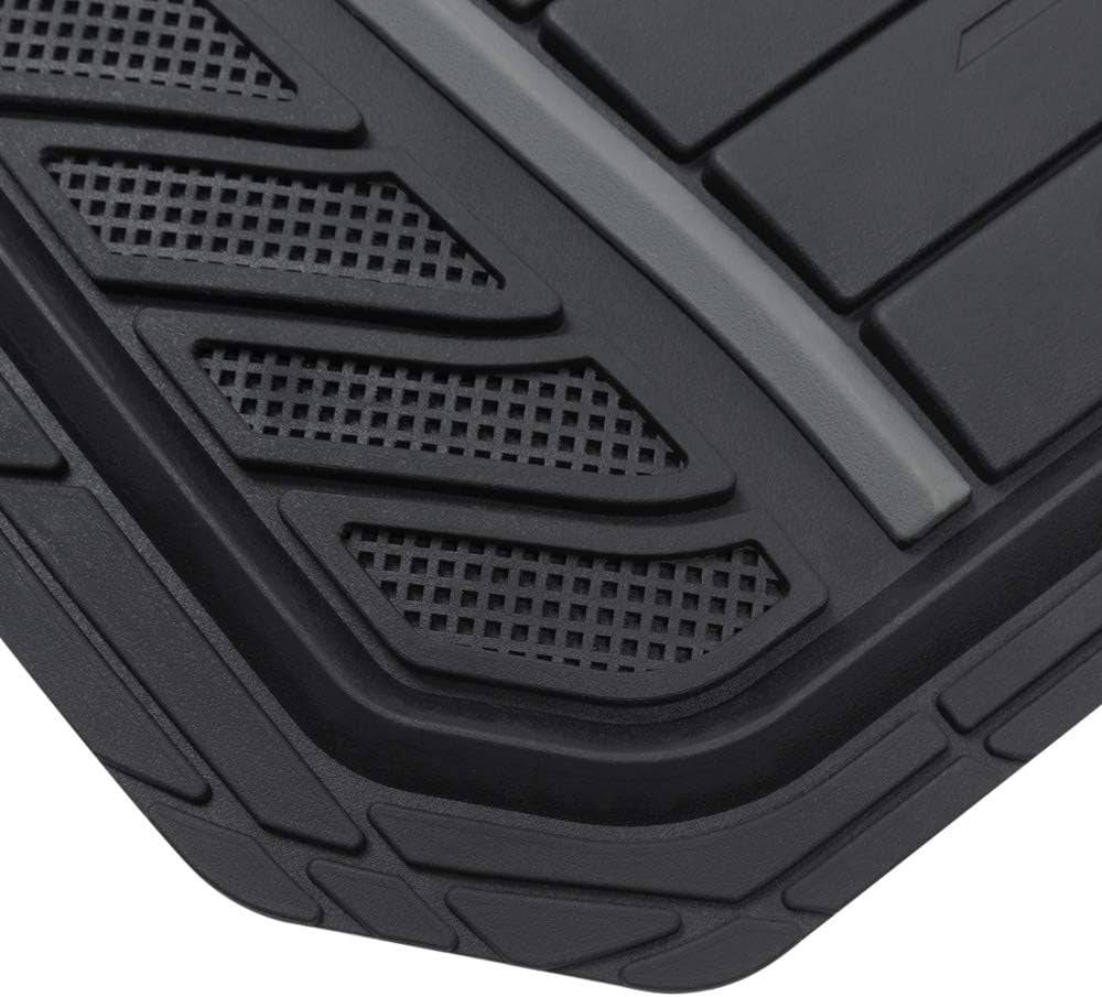 Warner Bros DC Comics Armored Batman Heavy Duty No-Slip Grip All-Weather Car Mats Car Accessories - Custom Fit Rubber Floor Mats - 2 Front Mats (27” X 18”), 1 Rear Liner (18” X 58”)