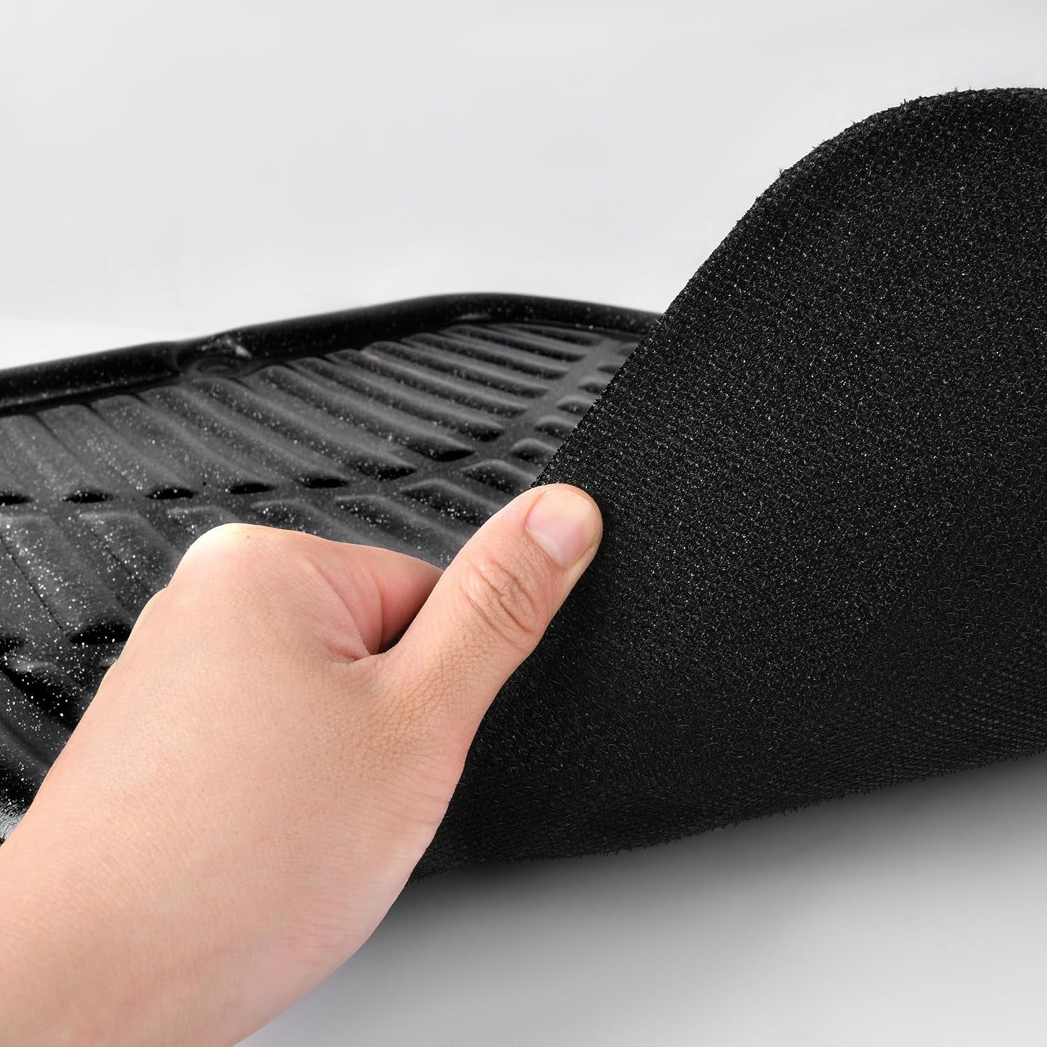 Shining Glitter Car Floor Mats 3D Leather Waterproof All Weather, Universal Trim to Fit & Anti-Slip, Safety & Light Easy Clean Install Fit for Suv,Truck,Auto,Sedan,Van 4 Piece (Black Glitter)
