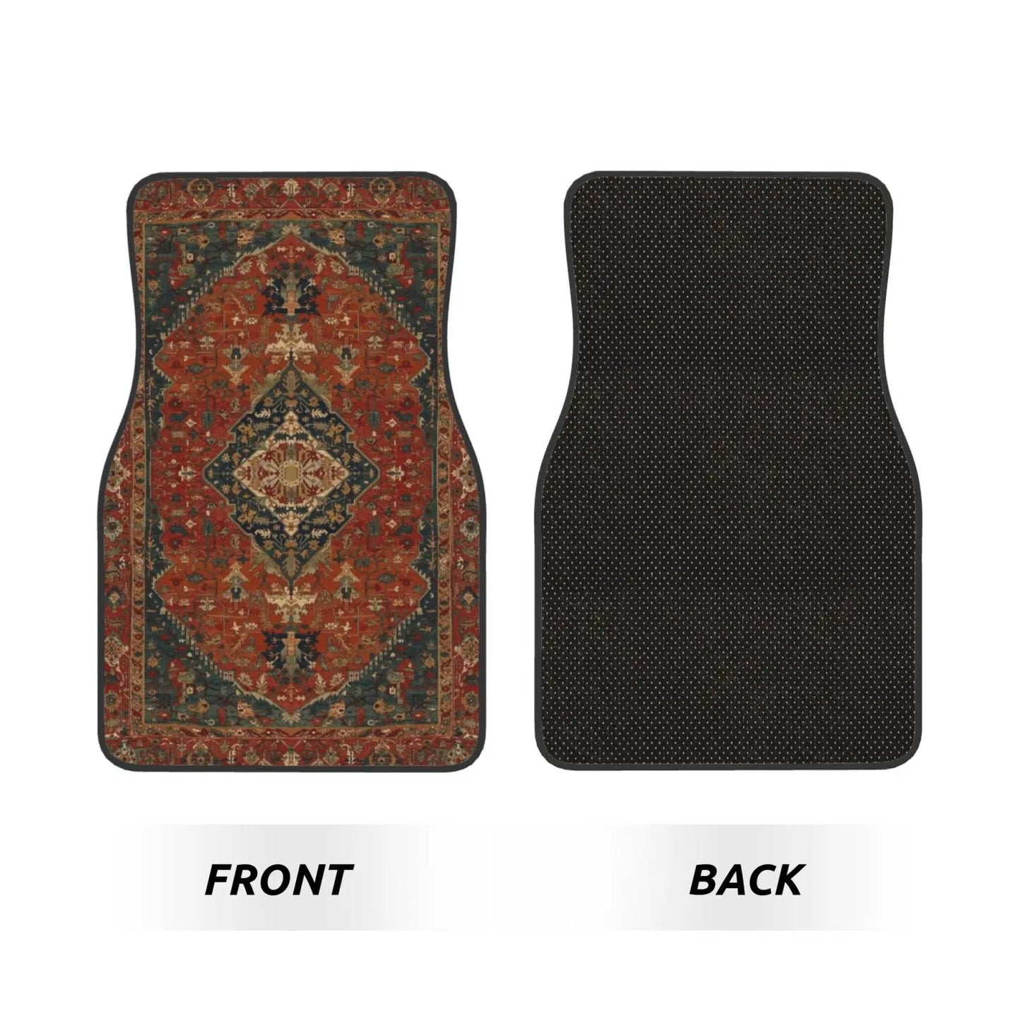 Antique Oriental Turkish Persian Carpet Car Floor Mats 4 Pcs Universal Front and Rear Foot Mats with Non-Slip Rubber Backing