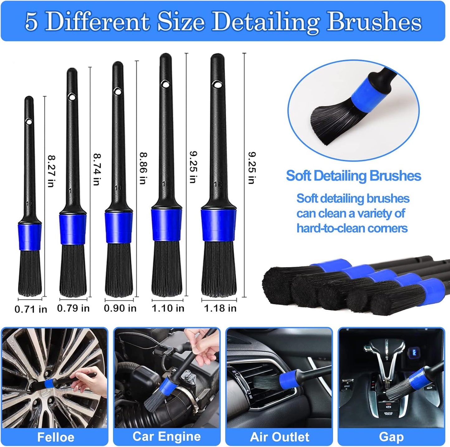 27Pcs Car Detailing Kit, Car Cleaning Kit, Car Detailing Brush Set, Drill Brush Set, Car Detailing Brushes, Car Wash Kit, Car Accessories, Car Cleaning Supplies for Interior, Exterior, Wheels