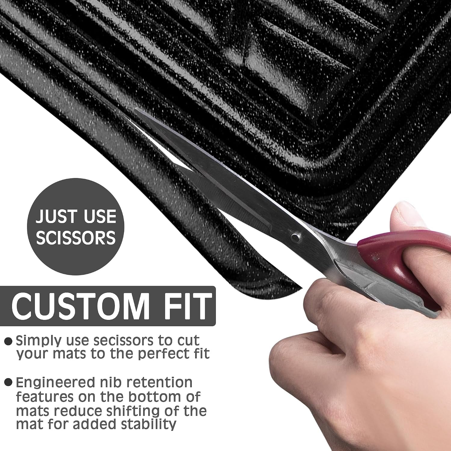 Shining Glitter Car Floor Mats 3D Leather Waterproof All Weather, Universal Trim to Fit & Anti-Slip, Safety & Light Easy Clean Install Fit for Suv,Truck,Auto,Sedan,Van 4 Piece (Black Glitter)